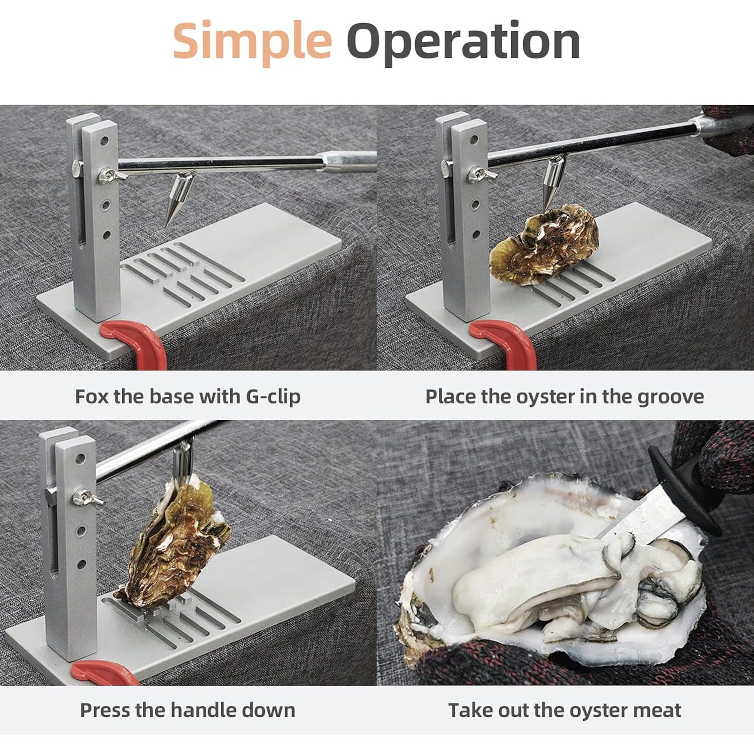 Stainless Steel Oyster Shucker Tool,Portable Oyster Shucking Knife,Easy To Use Oyster Knife,Oyster Opener Machine For Home Use,Including Two Oyster Shucking Knife,A Pair Of Glove And One G-Clamp.