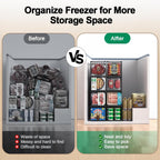 Freezer Organizer Bins, 4 Pack Stackable Deep Chest Freezer Organizer Bins, Foldable Baskets With Handles, Black Storage Container Baskets For 5/ 7 Cu.Ft Deep Freezer Sort Frozen Meats