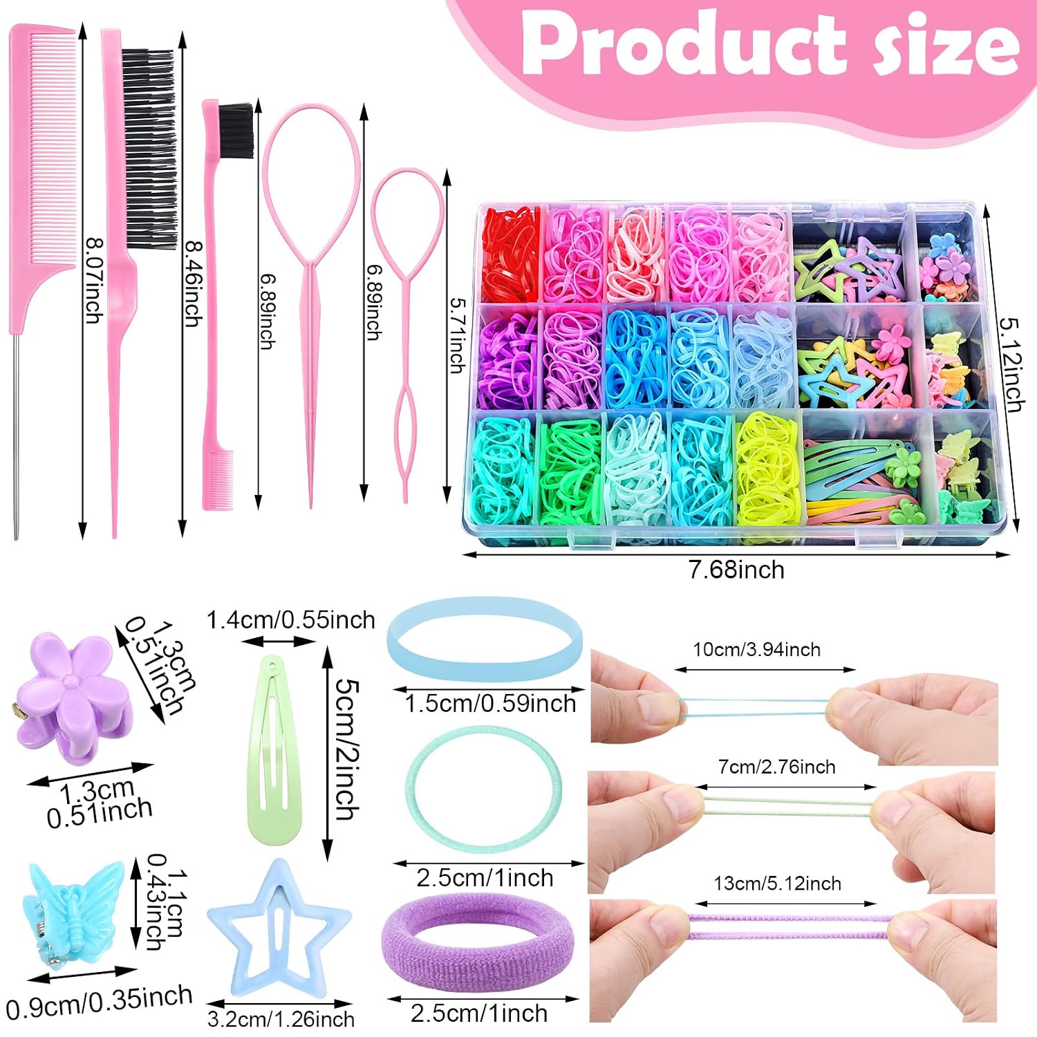 Hair Accessories For Girls, 1695 Pcs Toddler Hair Ties Elastic Hair Ties With Hair Clips Hair Tail Tools, Girls Hair Accessories For Baby Toddlers Kids