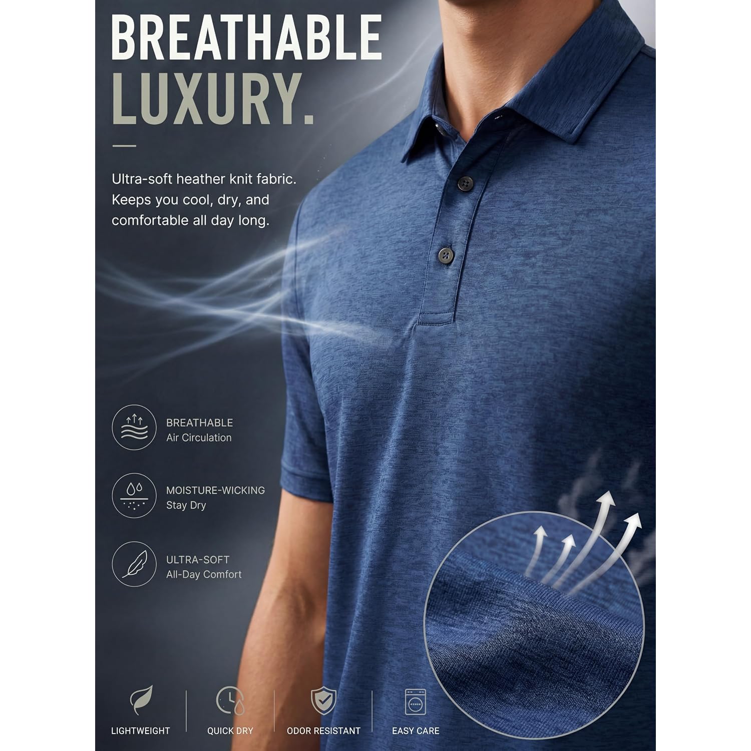 Oygsieg 6 Pack Mens Polo Shirts Performance Short Sleeve Golf Shirt Moisture Wicking Athletic Casual Collared T-Shirt