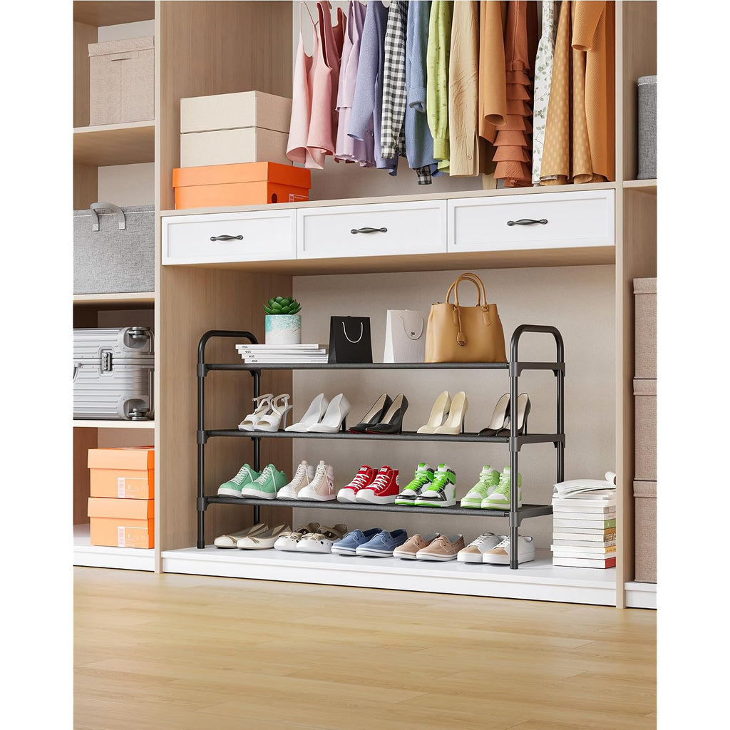 Kitsure Shoe Rack, 39" Wide Extra-Long Shoe Organizer, 3-Tier, Black | Closet, Front Door Entrance, Entryway, Stackable & Detachable Shelf, Closet Organizers And Storage