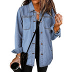 Luvamia Denim Jackets For Women Trendy Long Sleeve Button Down Shirt Jacket Jean Shacket With Pocket Western Work Jacket
