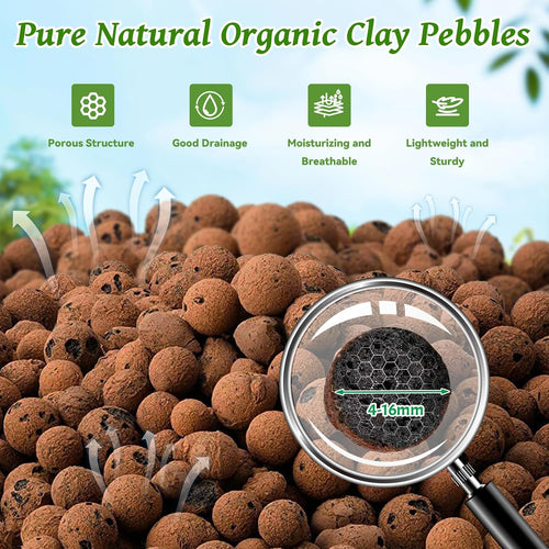 16Lb Organic Leca Clay Pebbles For Plants, 4-16Mm Drainage Leca Balls | Reusable, Aeration Lightweight Clay Balls, Moisture Retention For Hydroponics, Orchids, Succulents, Terrariums, Propagation