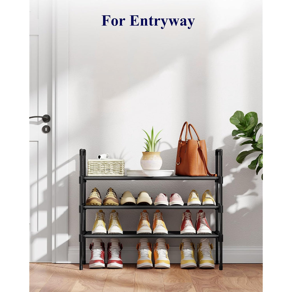Kitsure Shoe Rack - 3-Tier Shoe Organizer, Shoe Rack For Closet, Entryway, Bedroom, Easy- Assembly Storage Shelf With Side Handles, 27.6" Wide - 3 Tiers, Black