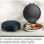 Chefman Everything Maker & Pizza Oven – 1440W Countertop Electric Pizza Maker With 12” Nonstick Cooking Plates, Plus Makes Quesadillas, Omelettes And More, With Indicator Lights And Vertical Storage