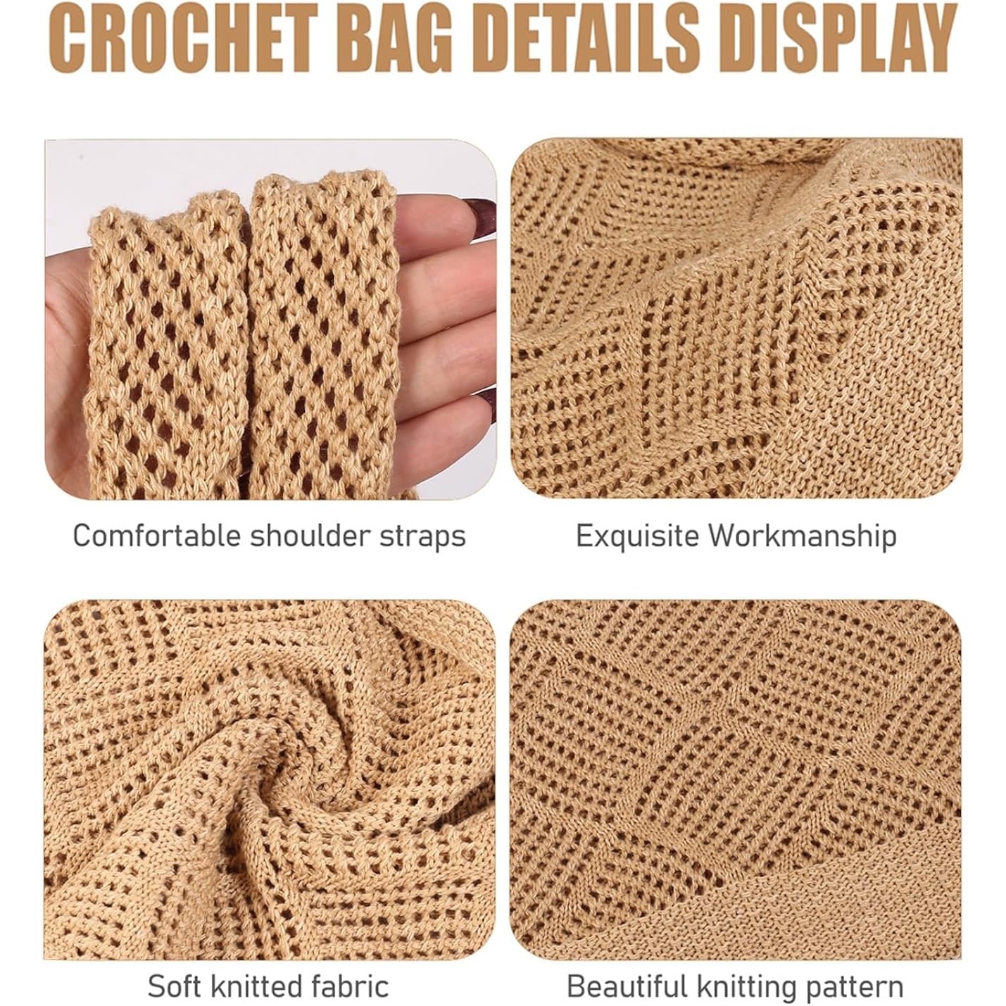 COOKOOKY Crochet Beach Tote bag Summer Beach Bag for Women Aesthetic Mesh Tote Bag Hippie Bag Knit Bag