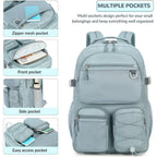 Lohol Water Resistant Backpack With Mulitiple Pockets For School Travel Outdoor College, 15.6 Inch Laptop Daypack For Men And Women (Blue)