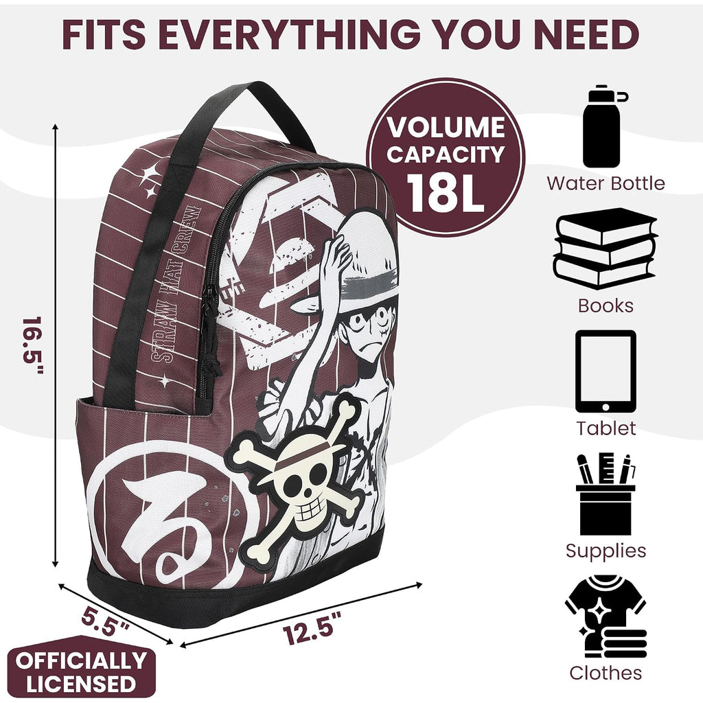 Bioworld One Piece Luffy Character Art 18.5” Adult Brown Backpack