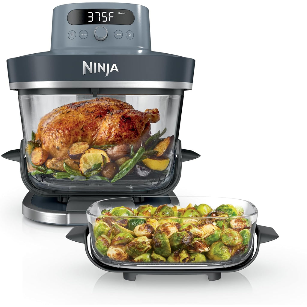 Ninja Crispi Pro 6-in-1 Glass Air Fryer | With Nontoxic, 6qt & 2.5qt Containers & Lids | Microwave, Freezer, Dishwasher Safe | 450°F Max Temp | 1800 Watt | Cyberspace | AS101CY