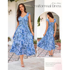Grace Karin Women'S Summer Floral Maxi Dress 2026 Ruffle Sleeve Smocked Sundress Flowy Wedding Guest Long Dresses With Pocket