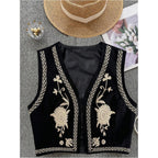 Verdusa Women'S Cowgirl Vest Western Outfit Linen Vest Embroidered Boho Tops