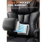 Gtplayer Big And Tall Office Chair Wide Ergonomic Gaming Chair With Deluxe Embossing Designed Leather With Foot Rest,150°Reclining Adjustable Soft Armrests Pocket Spring Back Support And Pillow