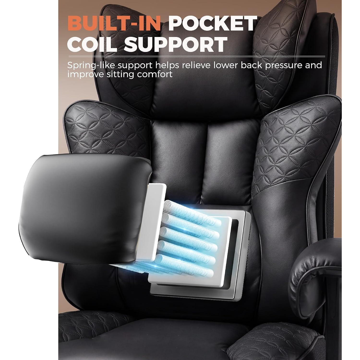 Gtplayer Big And Tall Office Chair Wide Ergonomic Gaming Chair With Deluxe Embossing Designed Leather With Foot Rest,150°Reclining Adjustable Soft Armrests Pocket Spring Back Support And Pillow