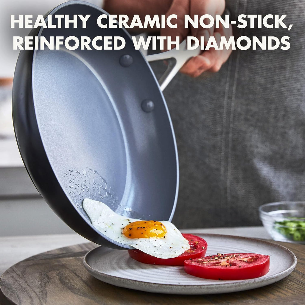 GreenPan Valencia Pro Hard Anodized Healthy Ceramic Nonstick 8" Frying Pan Skillet, PFAS-Free Cookware, Stainless Steel Handle, Induction Suitable, Dishwasher Safe, Oven Safe, Gray