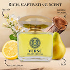 Verse Golden Crystal for Women 3.4 fl Oz - Floral Fruity Fragrance - Top Notes of Amalfi Lemon, Bergamot & Neroli - Base Notes of Guaiac Wood, Amber & Musk - Free of Parabens - Elegant 100ml Bottle