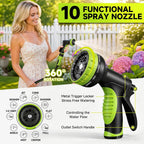 Garden Hose 50Ft, Non-Expandable Heavy Duty Water Hose With 10 Function Sprayer, Flexible, Leakproof, Kink Resistant & Hybrid Hose For Yard, Outdoor, 600 Psi