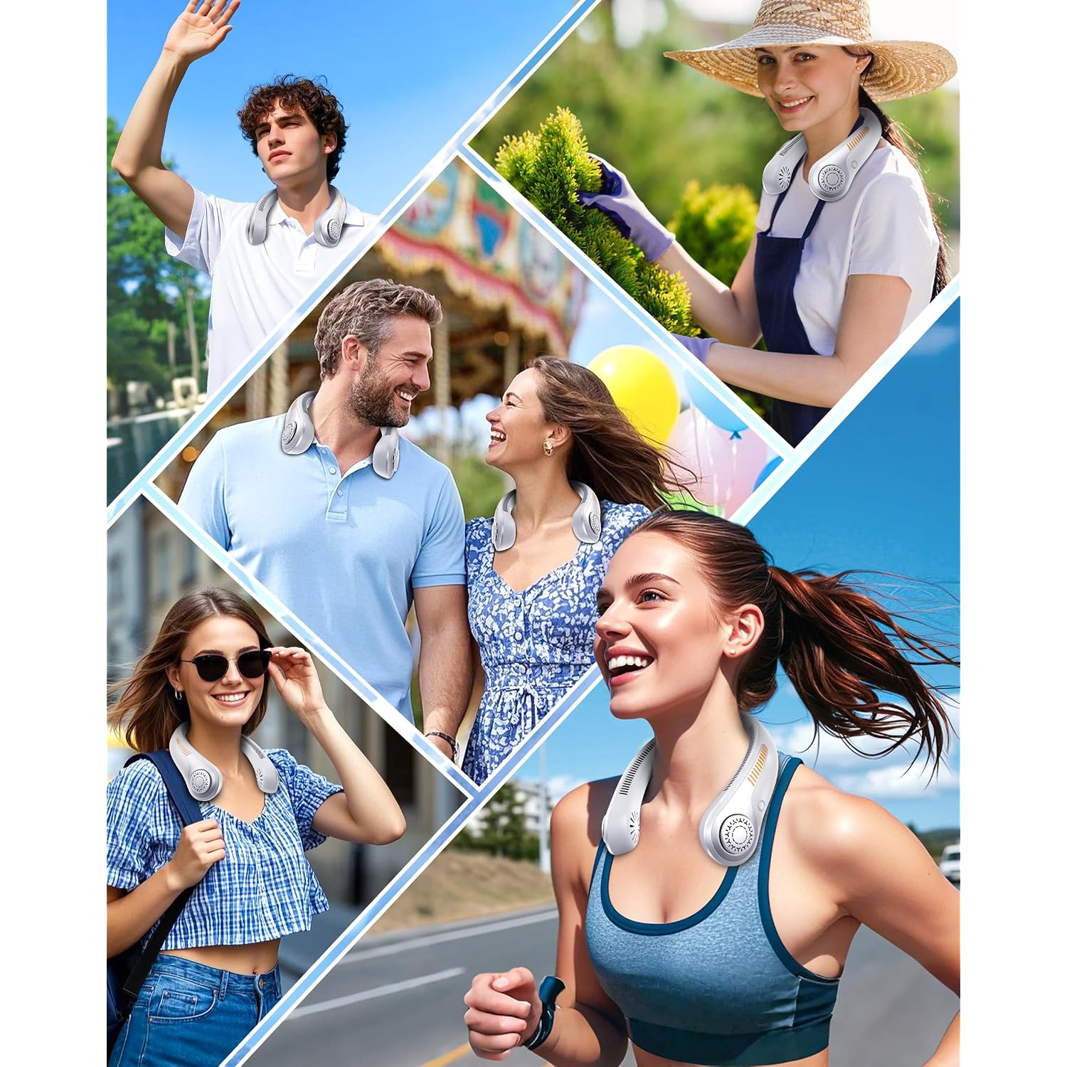 Portable Neck Fan - Rechargeable Personal Fan With Neck Support, 5000Mah, 5-Speed Quiet, Lightweight Long Lasting Bladeless Fan, Wearable Cooling Fan For Hot Flashes, Travel, Gifts For Men Women
