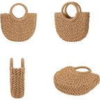 Womens Straw Beach Bag Woven Crossbody Shoulder Bags Top Handle Satchel Handbag Purse for Summer