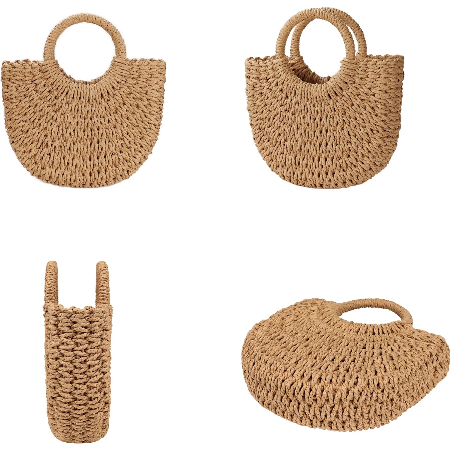 Womens Straw Beach Bag Woven Crossbody Shoulder Bags Top Handle Satchel Handbag Purse for Summer