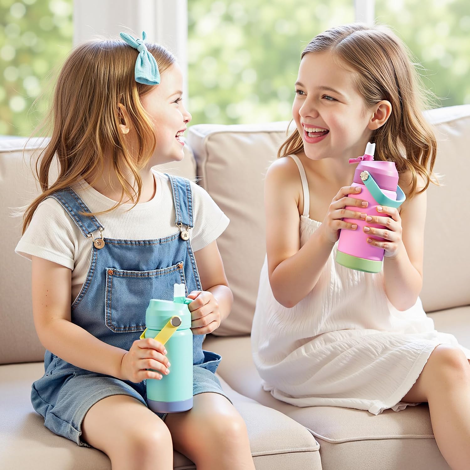 Kerilyn 12Oz Kids Water Bottle, Stainless Steel Insulated Water Bottle, Toddler Cup With Straws Leak-Proof, Kids Water Bottles For School Boys Girls, Bpa Free, Blue