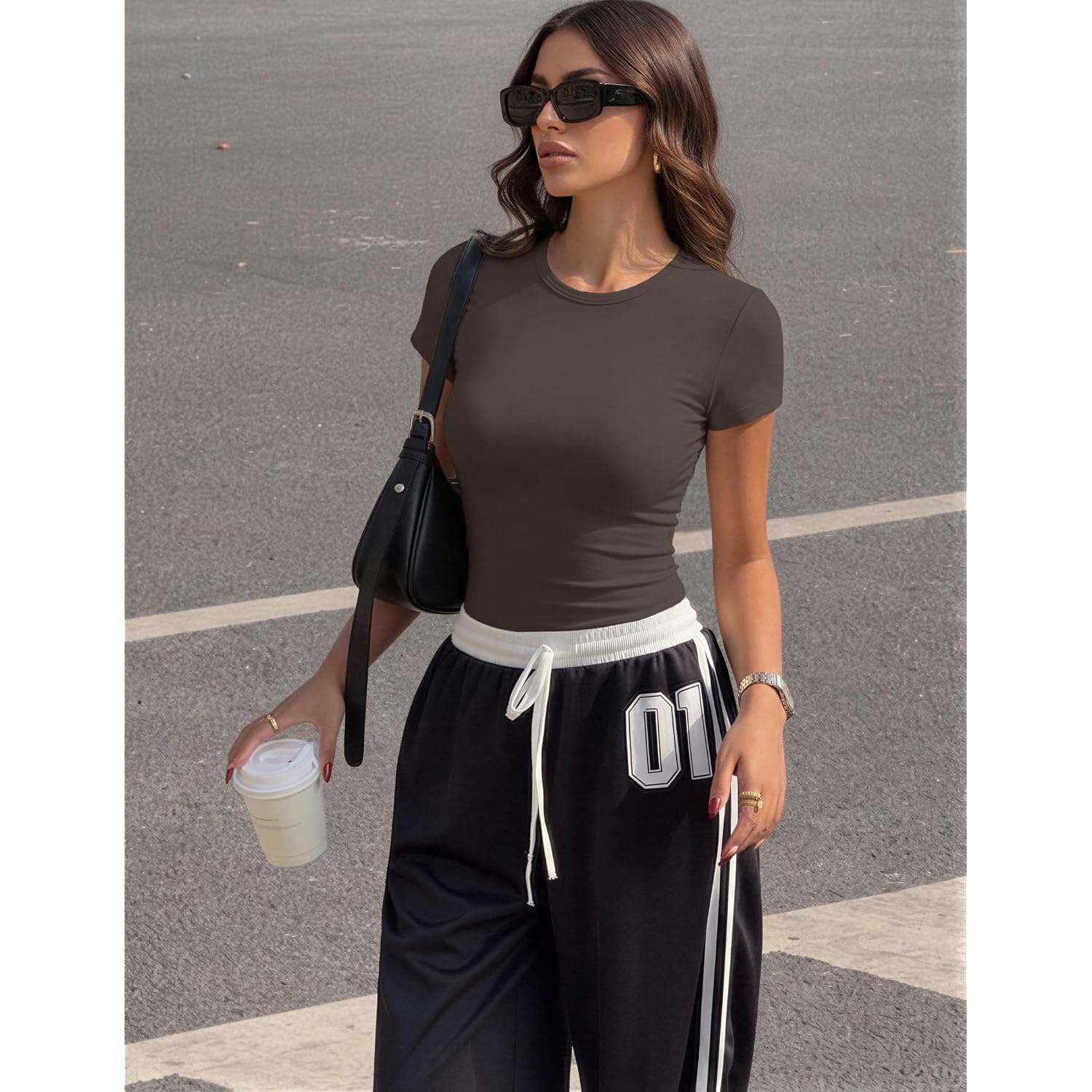 Ekouaer Womens Short Sleeve Shirts 3 Pack Crew Neck Tops Slim Fit Basic Tees Trendy Clothes Base Layer