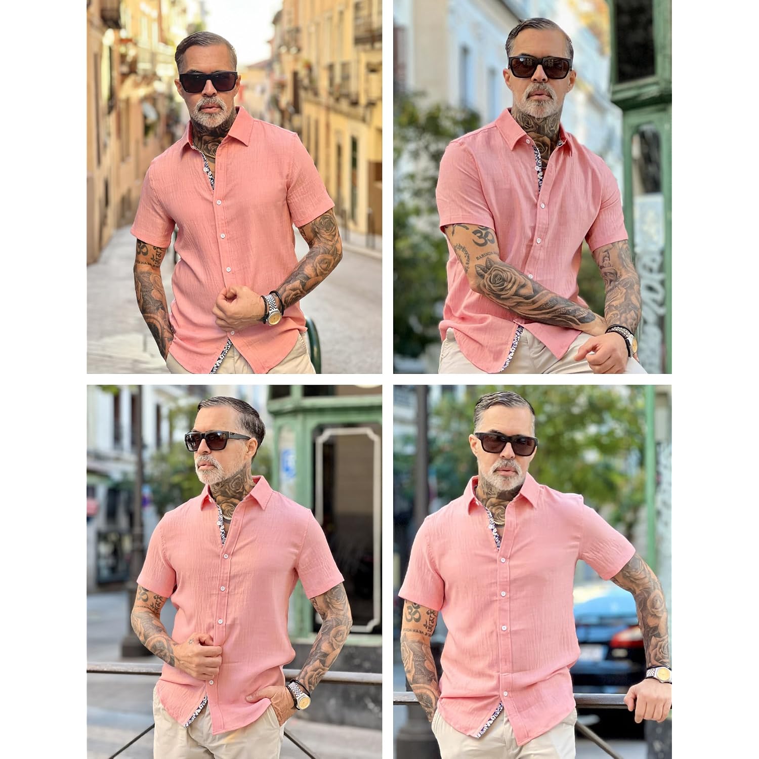 Pj Paul Jones Men'S Button Down Short Sleeve Shirt Casual Summer Beach Textured Wedding Shirts