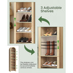 71" Tall Arched Shoe Cabinet, 8-Tier Shoe Storage Cabinet, Shoe Rack With 3 Adjustable Shelves, Freestanding Shoe Organizer For Entryway, Foyer, Hallway, And Living Room, Natural Msc04Nl