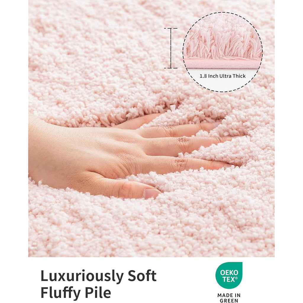 ILANGO Pink Bathroom Rugs 24" × 17" Non Slip & Super Absorbent Extra Thick Soft, Washable Bath Mat for Floor, Non Shedding Microfiber Plush Holiday Bath Rug with Rubber for Shower Sink