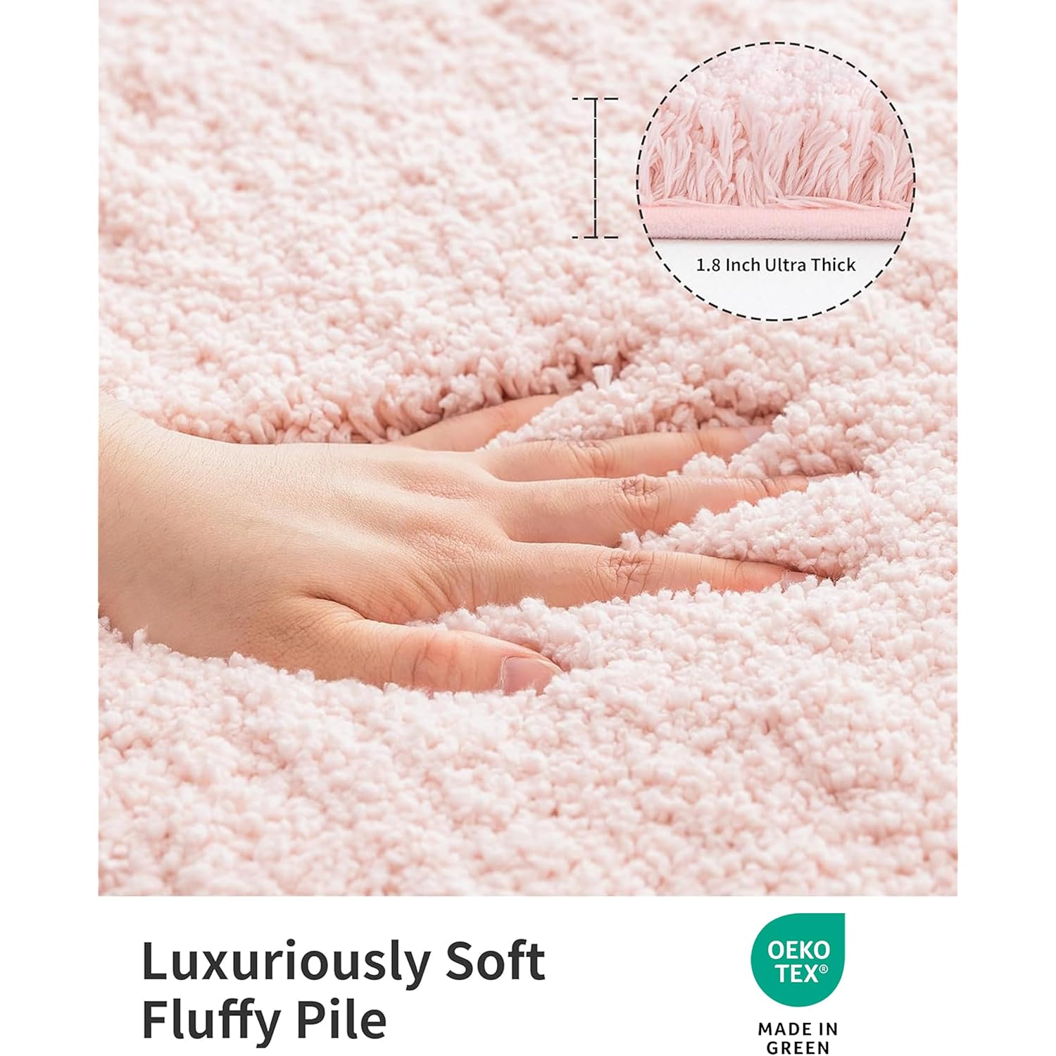 ILANGO Pink Bathroom Rugs 24" × 17" Non Slip & Super Absorbent Extra Thick Soft, Washable Bath Mat for Floor, Non Shedding Microfiber Plush Holiday Bath Rug with Rubber for Shower Sink