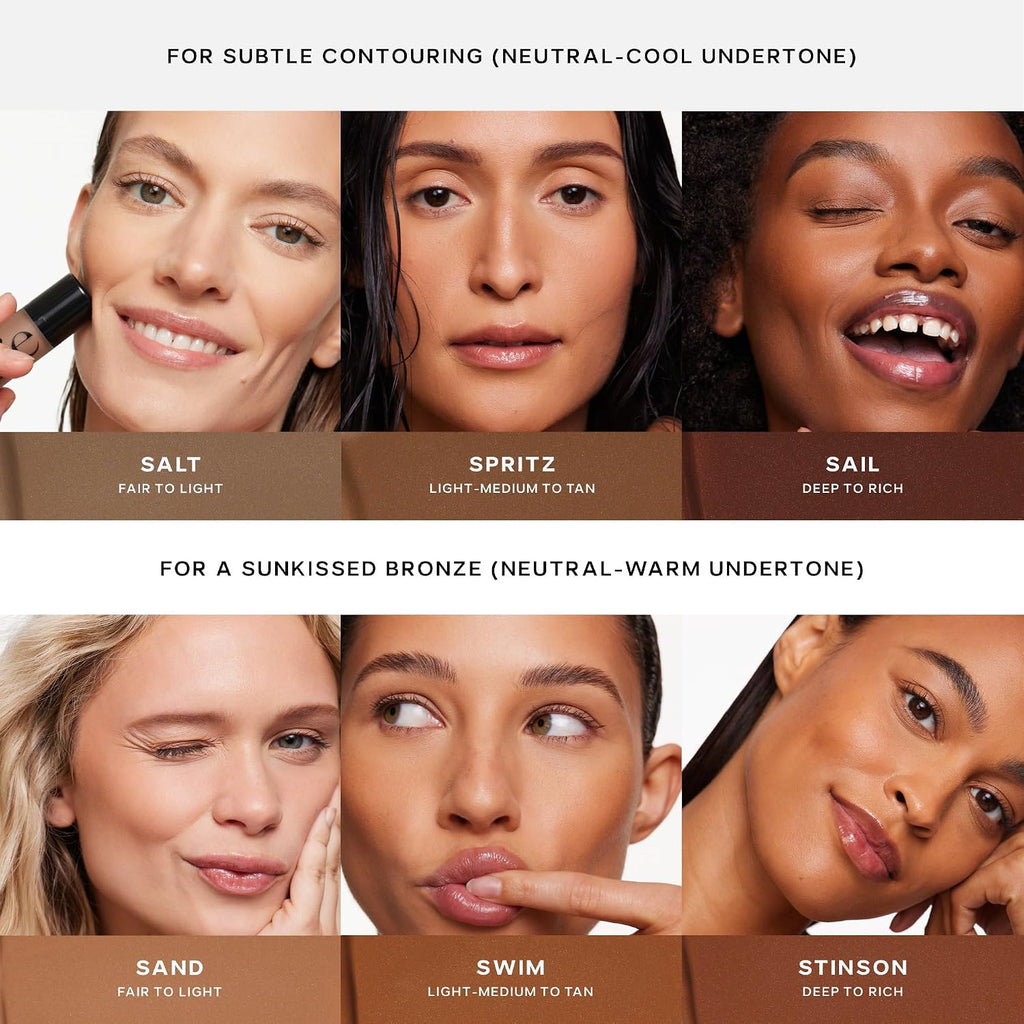 Saie Dew Bronze - Hydrating Liquid Bronzer Stick For A Sun Kissed Glow - Liquid Contour Stick Infused With Nourishing Skin Care Ingredients - Sculpted Face Makeup Essential - Sand (0.4 Oz)
