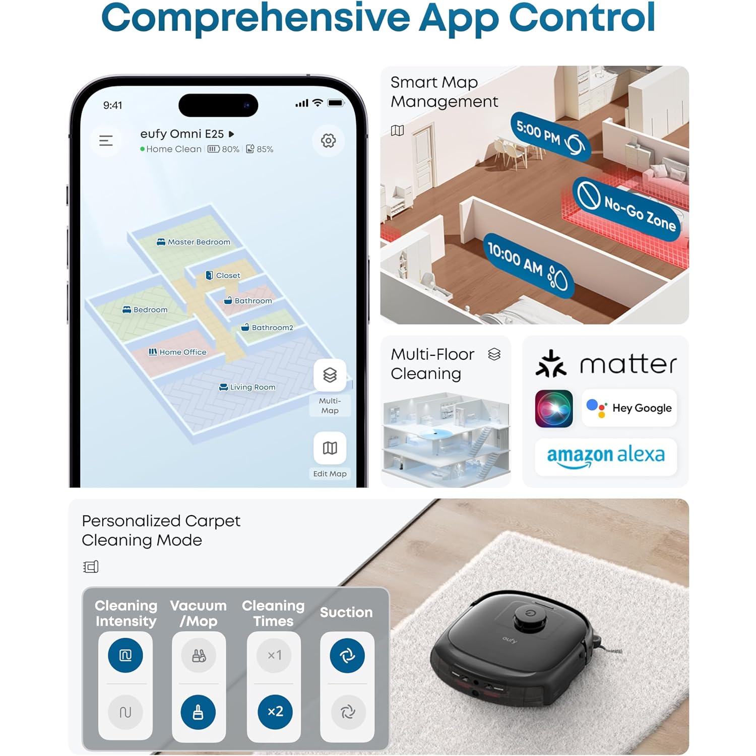 Eufy E25 Robot Vacuum And Mop Combo, 20,000 Pa, Hydrojet Roller Mop | Extendable Side Brush, Zero-Tangle Design, All-In-One Station, Ai Obstacle Avoidance, Edge-To-Corner Cleaning