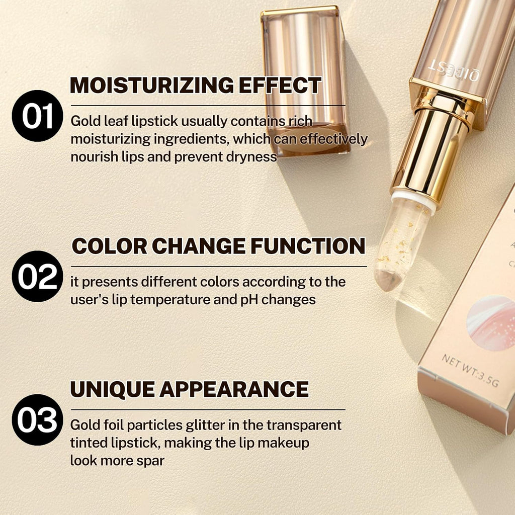 BANGFENG Color Changing Lipstick for Older Women – Clear pH Lip Stick Changes to Natural Pink Tint, Long Lasting 24H Moisturizing Glossy Lip Balm, True Tone PH Adjusting Lipstick, Hydrating Lip Gloss
