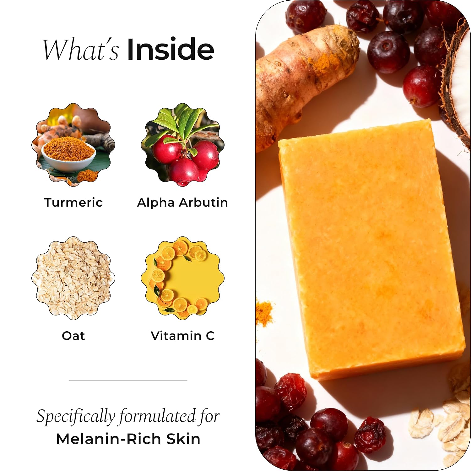 Glo Melanin Organic Turmeric Soap For Dark Spots, Soap For Face, All Natural Face Wash