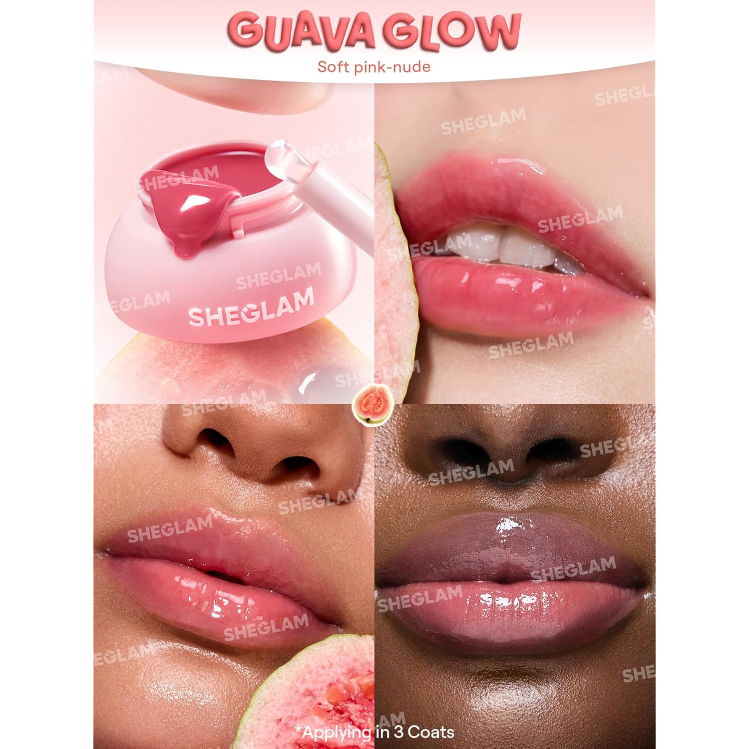 SHEGLAM Hydra Jelly Pocket Lip Jam Hydrating Nourishing Lip Gloss Moisturizing Lip Makeup-Guava Glow