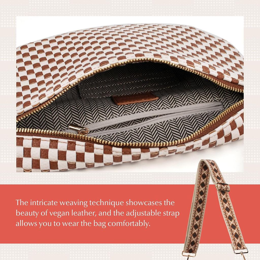 The Fiona | Woven Bum Bag | Stylish Woven Crossbody Bag | Adjustable Strap For Travel Festivals & Everyday