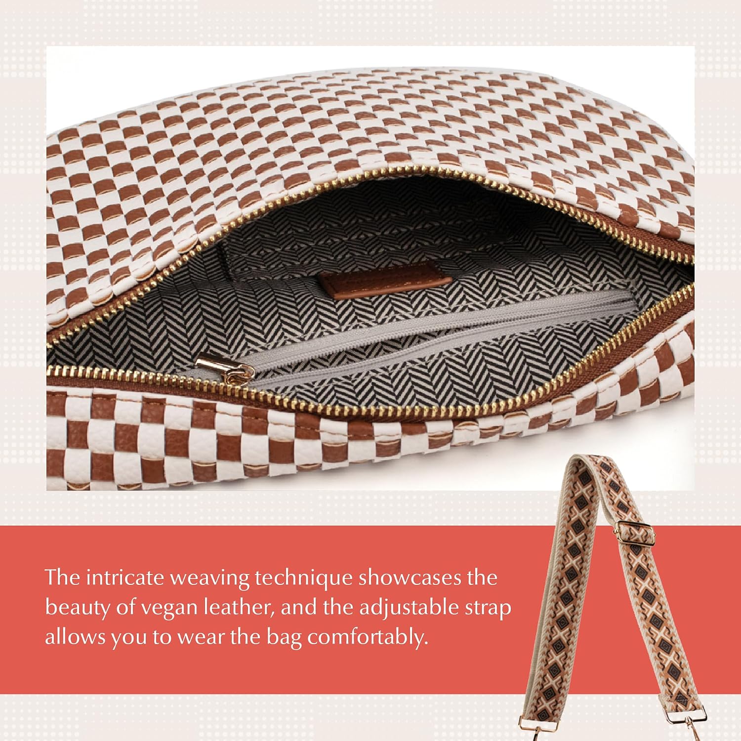 The Fiona | Woven Bum Bag | Stylish Woven Crossbody Bag | Adjustable Strap For Travel Festivals & Everyday
