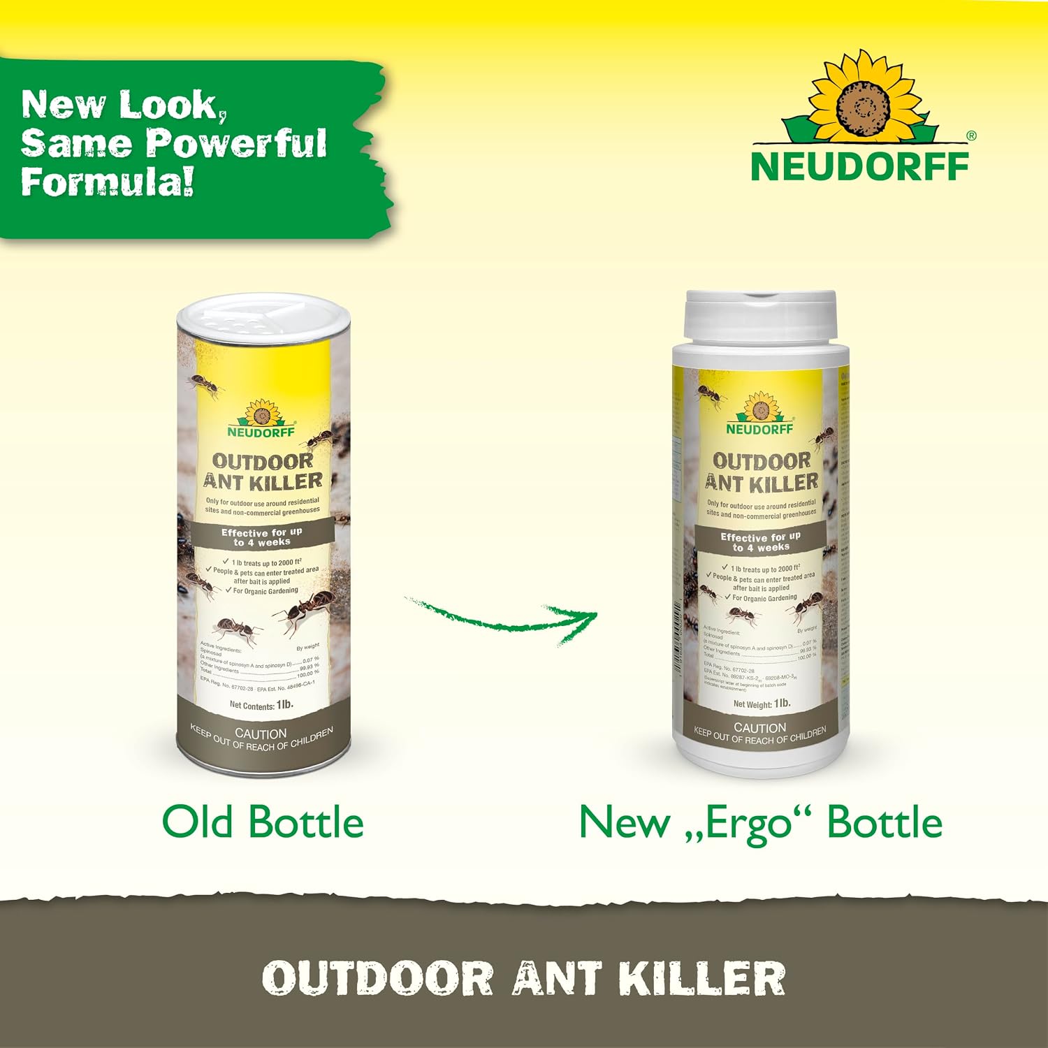 Neudorff Outdoor Ant Killer, Ant Bait Granules 1 Lbs Treats Up To 2,000 Sq. Ft. & Lasts Up To 4 Weeks, Home Perimeter Treatment For Organic Gardening, Insect Bait Attracts And Kills (1 Lb. (Ants))