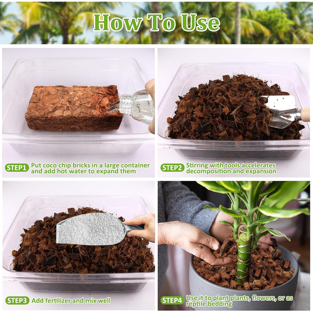 2 Pack Coco Chips Substrate For Plants- 2.2Lb 100% Organic Coconut Husk Brick With Low Ec And Ph Balanced, High Expansion Coconut Substrate Coco Husk Mulch For Garden Flowers, Herbs, Planting
