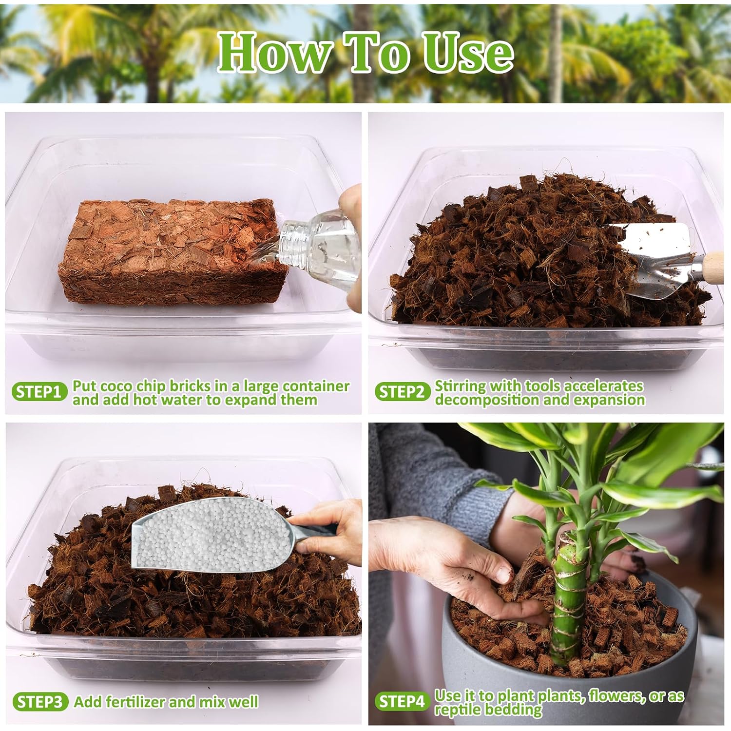 2 Pack Coco Chips Substrate For Plants- 2.2Lb 100% Organic Coconut Husk Brick With Low Ec And Ph Balanced, High Expansion Coconut Substrate Coco Husk Mulch For Garden Flowers, Herbs, Planting