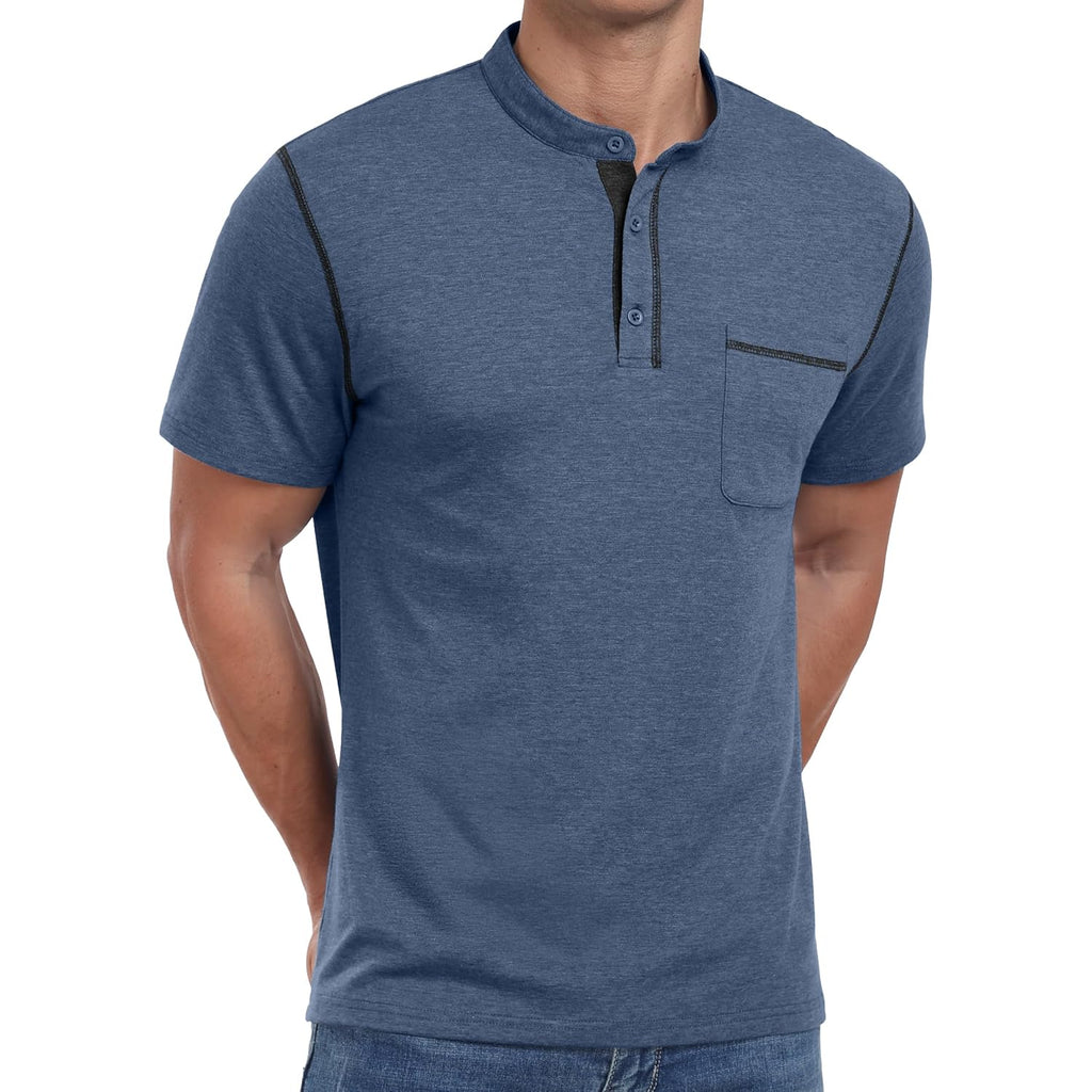 Sailwind Mens Henley Shirts Short Sleeve Summer Casual Classic Cotton T Shirts Pocket Button Shirt