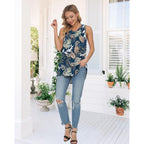 Wneedu Women'S Summer Sleeveless V Neck Tunic Casual T-Shirt Tank Tops Blouse