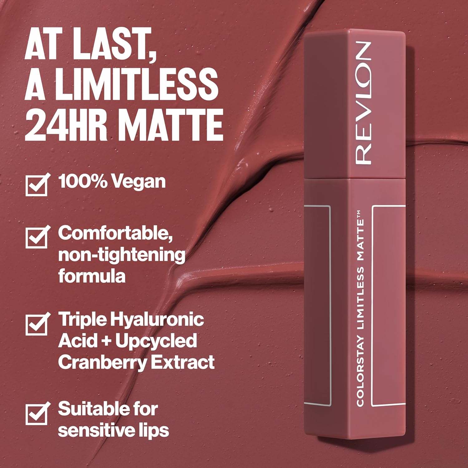 Revlon ColorStay Limitless Matte Liquid Lipstick, Vegan Formula, No-Budge, Longwear Lip Color, Long Lasting, Lightweight/Comfortable, Waterproof, 010 Top Talent, 0.17 fl oz