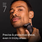 Braun Electric Razor for Men Series 7, Electric Shaver, Extra Head, Precision Trimmer, 4-in-1 Clean & Charge Center, Case, S7 7187ps