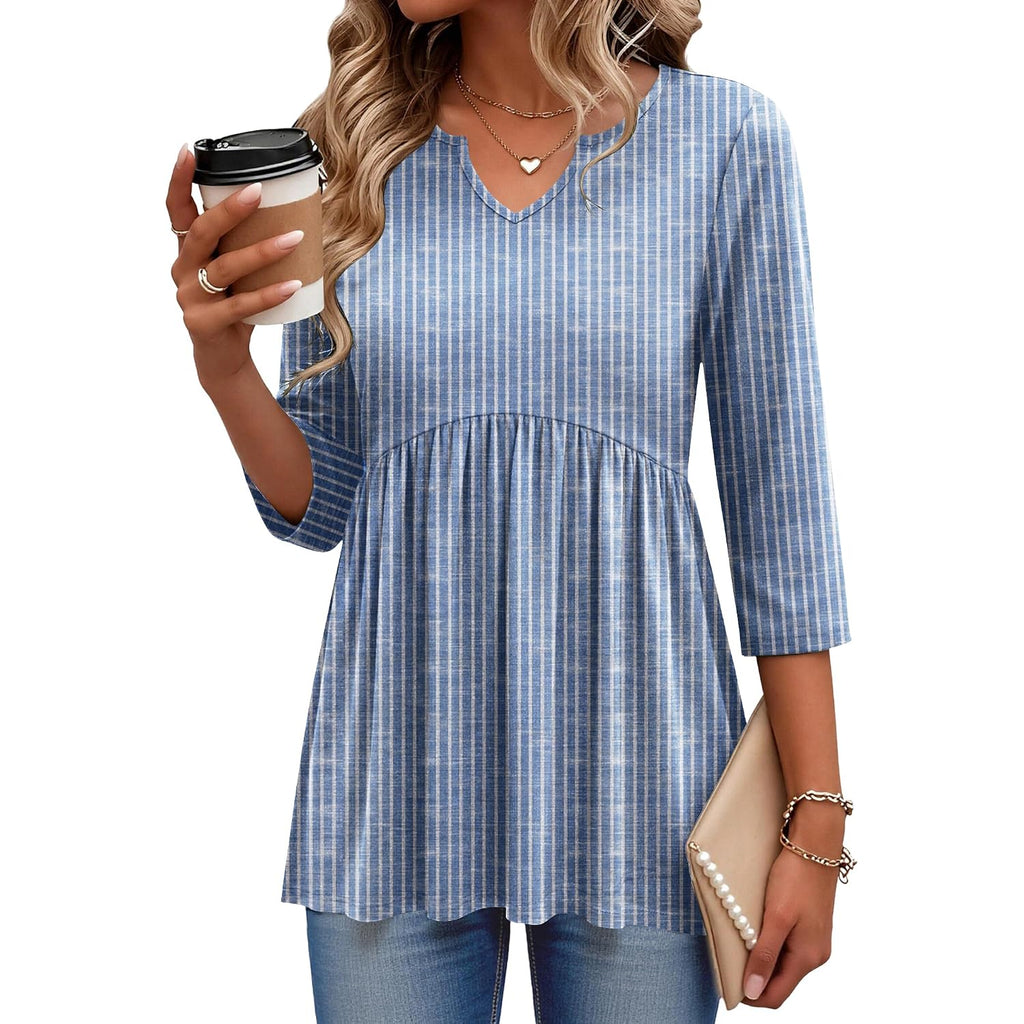 Zeagoo 3/4 Length Sleeve Womens Tops 2026 Blouses for Women Dressy Casual Fashion Clothing V Neck T-Shirts Summer Outfits