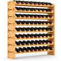 Nutrichef 72 Bottle Wine Rack Stackable Bamboo Freestanding, 8-Tier Modular Shelf, Sturdy Wobble Free, Upgraded 2026 Design, Easy No-Tool Assembly For Kitchen, Cellar Or Bar Storage 33.5" X 10" X 41"