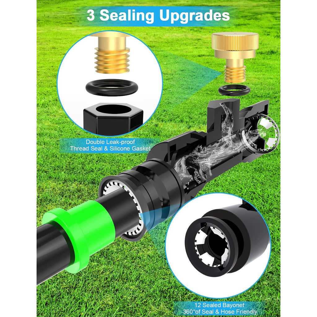 Misters For Outside Patio 89Ft(27.3M)+34 Brass Mist Nozzles+A Brass Adapter(3/4") Detachable Outdoor Misting Cooling System For Garden, Waterpark, Greenhouse, Backyard