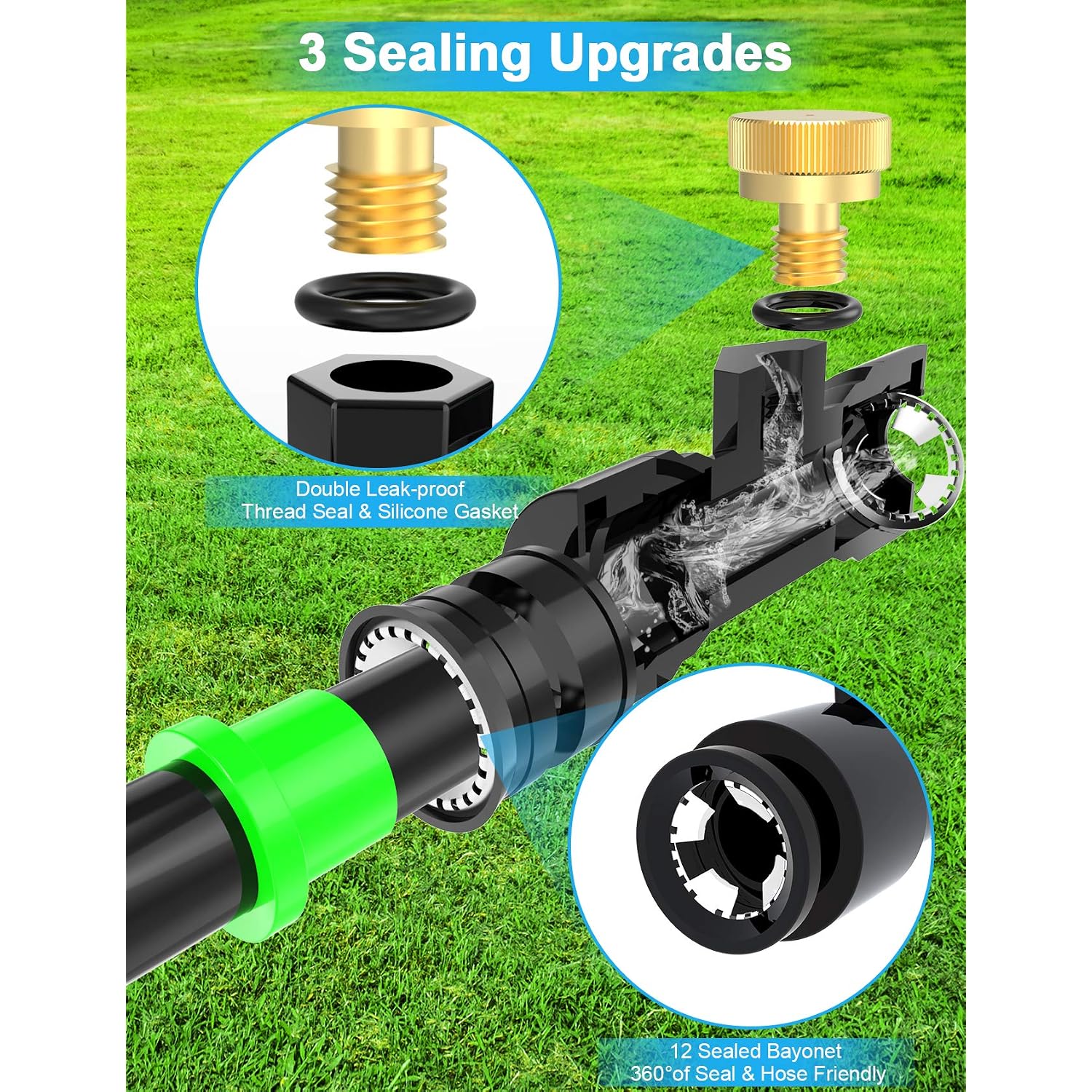 Misters For Outside Patio 89Ft(27.3M)+34 Brass Mist Nozzles+A Brass Adapter(3/4") Detachable Outdoor Misting Cooling System For Garden, Waterpark, Greenhouse, Backyard