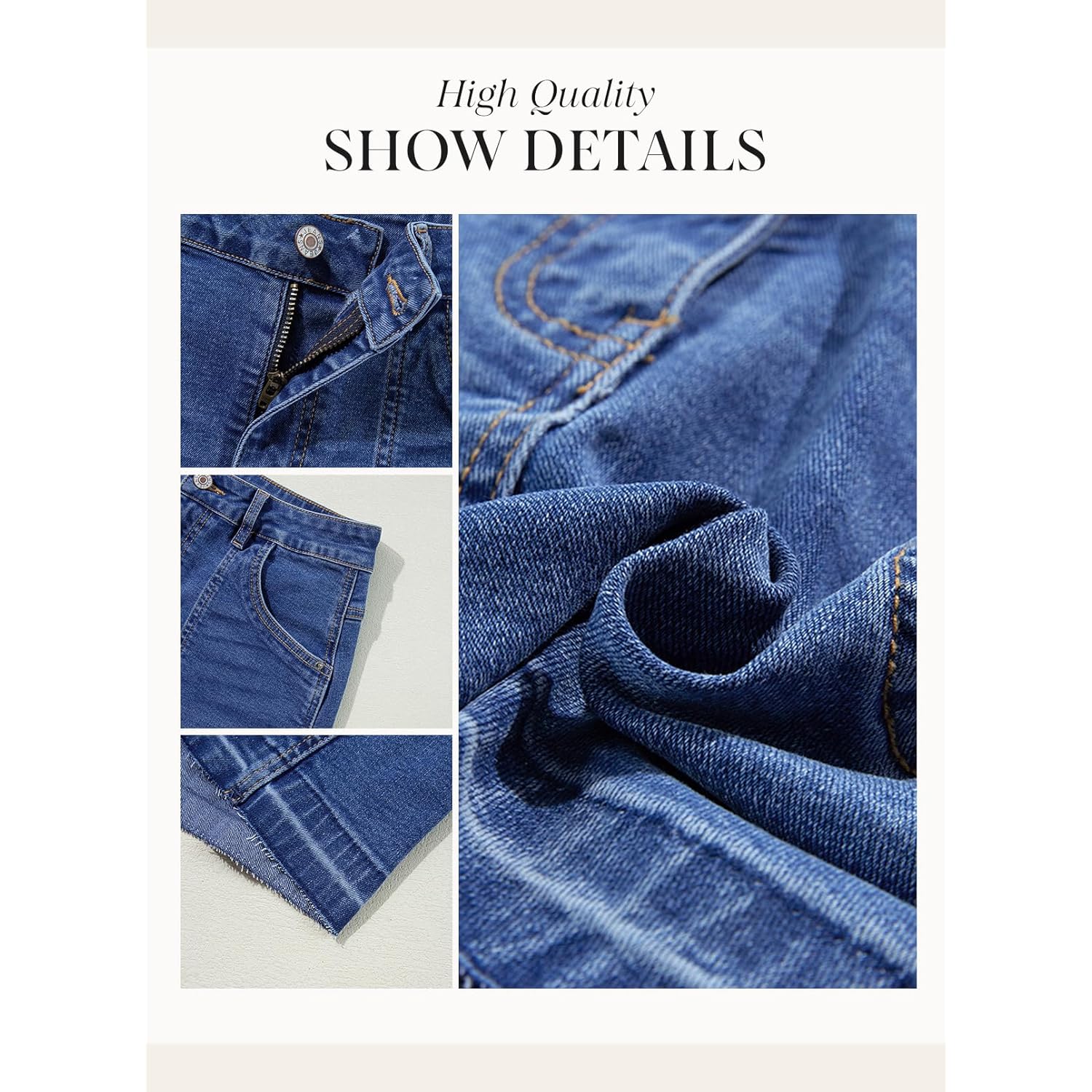 Womens Jean Shorts Stretchy High Waisted 2026 Straight Leg Frayed Raw Hem Casual Denim Shorts with Pockets