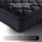 Premium 12 Inch King Mattress - Black Diamond Quilted, Individual Pocket Spring & Memory Foam Top, Cooling & Pressure Relief, Bed In A Box
