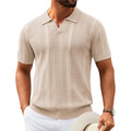 Coofandy Mens Knit Polo Shirts V Neck Textured Polo Shirts Short Sleeve Breathable Polo Casual Collared T Shirt Fashion Tops